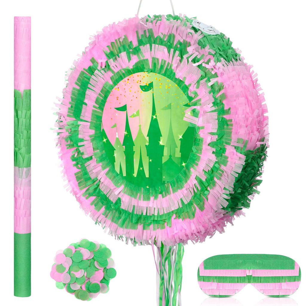 Soulchen Witch Pinata - 14.2 inch Pink & Green Round Pinata – Party Decor