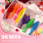 Soulchen 74-Piece Valentine’s Day Gift Set for Kids – Neon Punch Balloons, Cards & Ribbons