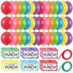 Soulchen 74-Piece Valentine’s Day Gift Set for Kids – Neon Punch Balloons, Cards & Ribbons