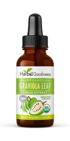 Herbal Goodness Organic Soursop Graviola Leaf Extract 1oz – 15X Concentrated Tincture | USDA Organic & Kosher