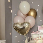 Champagne Gold Cream Heart Balloons – Sowide 12pc, 18" Beige Foil Heart Decor for Weddings & Celebrations
