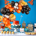 Sowide Basketball Balloons Garland Kit – Orange, Black & Silver Metallic Balloons