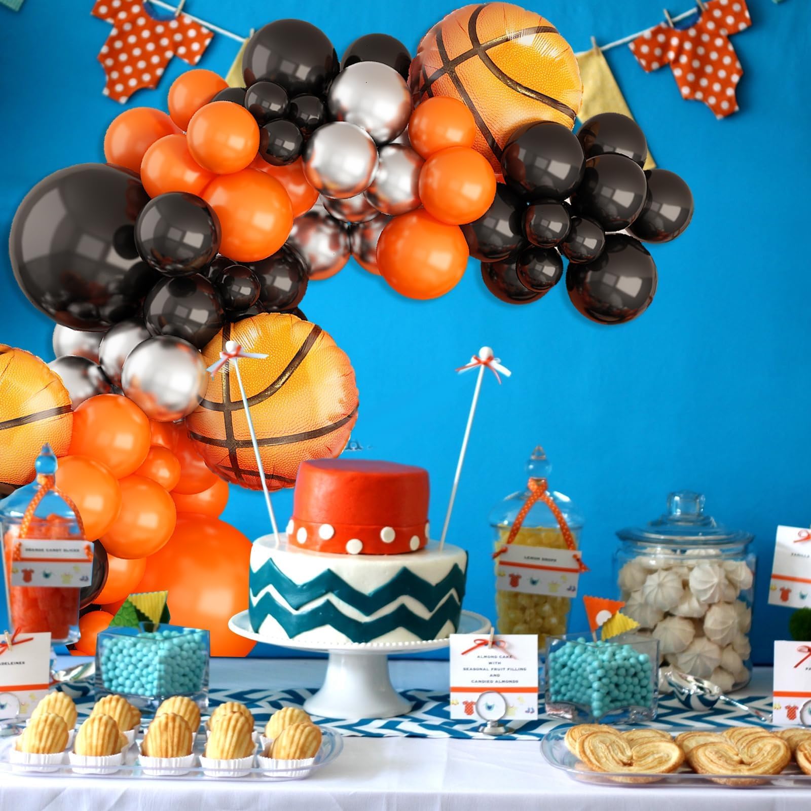 Sowide Basketball Balloons Garland Kit – Orange, Black & Silver Metallic Balloons