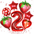 Sowide Berry 2nd Birthday Party Supplies – Strawberry Foil Balloons for Girls
