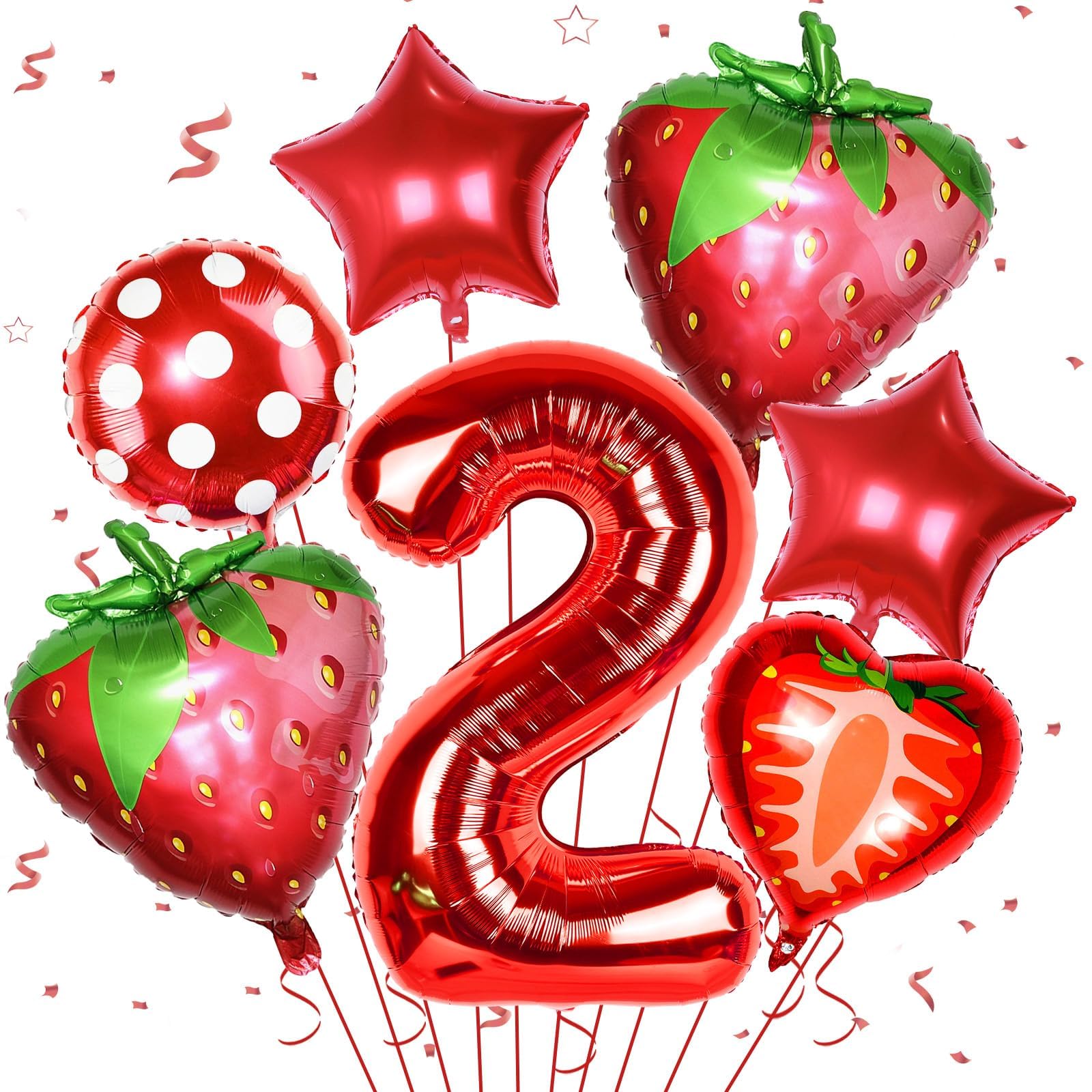 Sowide Berry 2nd Birthday Party Supplies – Strawberry Foil Balloons for Girls