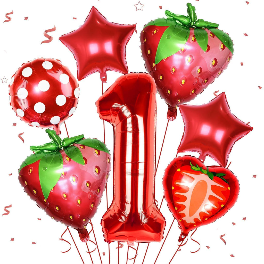 Sowide Berry First Birthday Party Supplies | Strawberry 1st Birthday Balloons Set