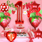 Sowide Berry First Birthday Party Supplies | Strawberry 1st Birthday Balloons Set