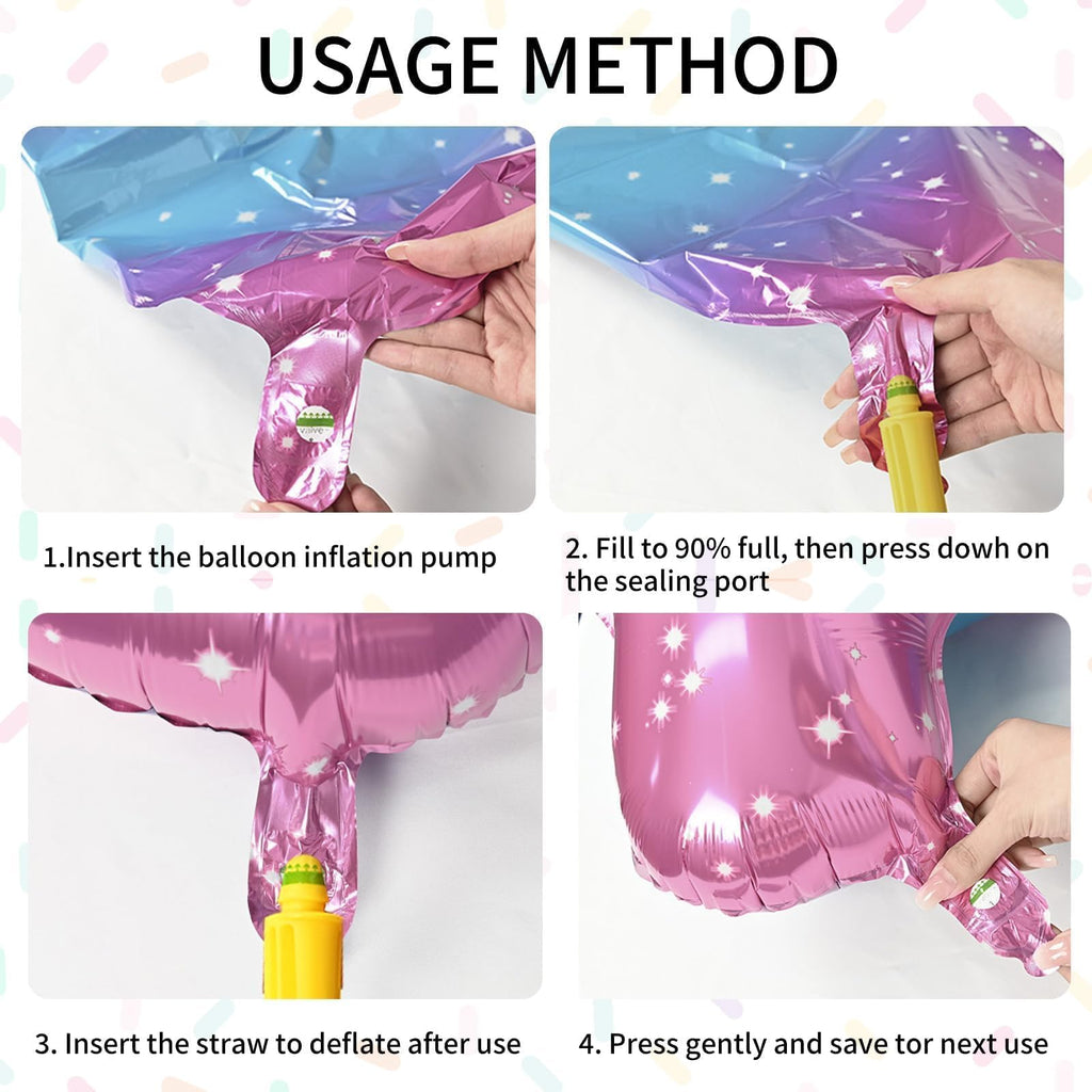 Sowide Butterfly Balloons 9th Birthday Decorations – Pink & Blue, 7pc Foil Set with Giant Number 9, Butterfly, Flower & Star Balloons