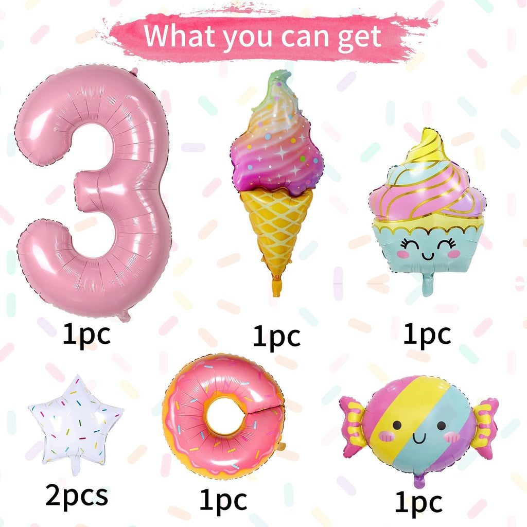 Sowide Donut 3rd Birthday Decorations – Party Balloons & Backdrop for Girls