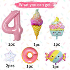 Sowide Donut 4th Birthday Decorations — Foil Balloons & Backdrops for Girls