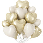 Champagne Gold Cream Heart Balloons – Sowide 12pc, 18" Beige Foil Heart Decor for Weddings & Celebrations