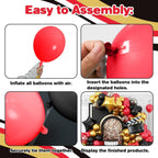 Sowide Movie Night Balloon Garland Arch Kit – Red, Black & Gold with Clapperboard & Star Foil Balloons