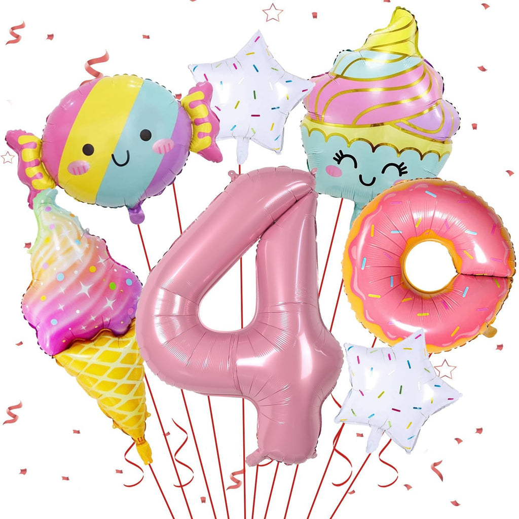Sowide Donut 4th Birthday Decorations — Foil Balloons & Backdrops for Girls