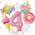 Sowide Donut 4th Birthday Decorations — Foil Balloons & Backdrops for Girls