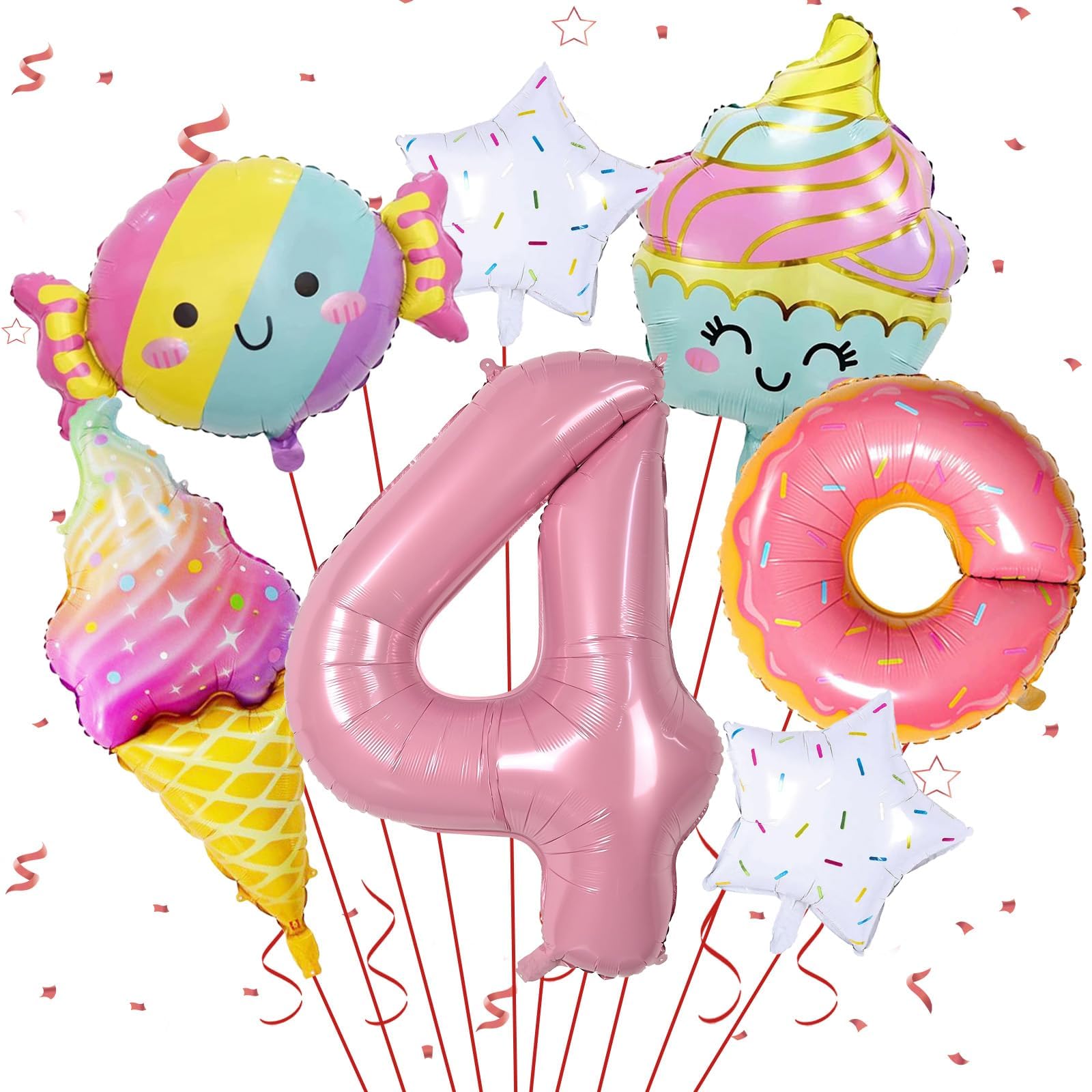 Sowide Donut 4th Birthday Decorations — Foil Balloons & Backdrops for Girls