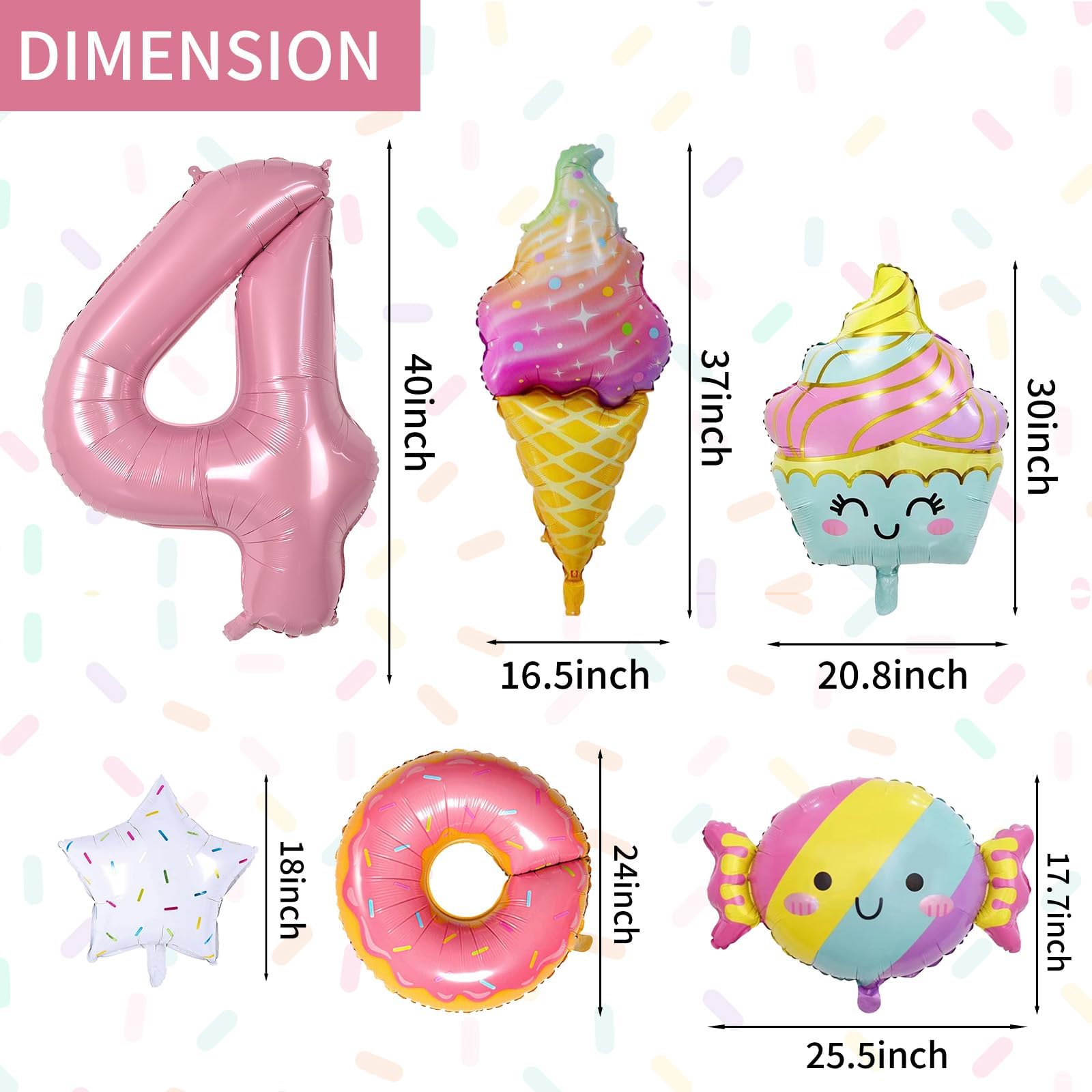 Sowide Donut 4th Birthday Decorations — Foil Balloons & Backdrops for Girls