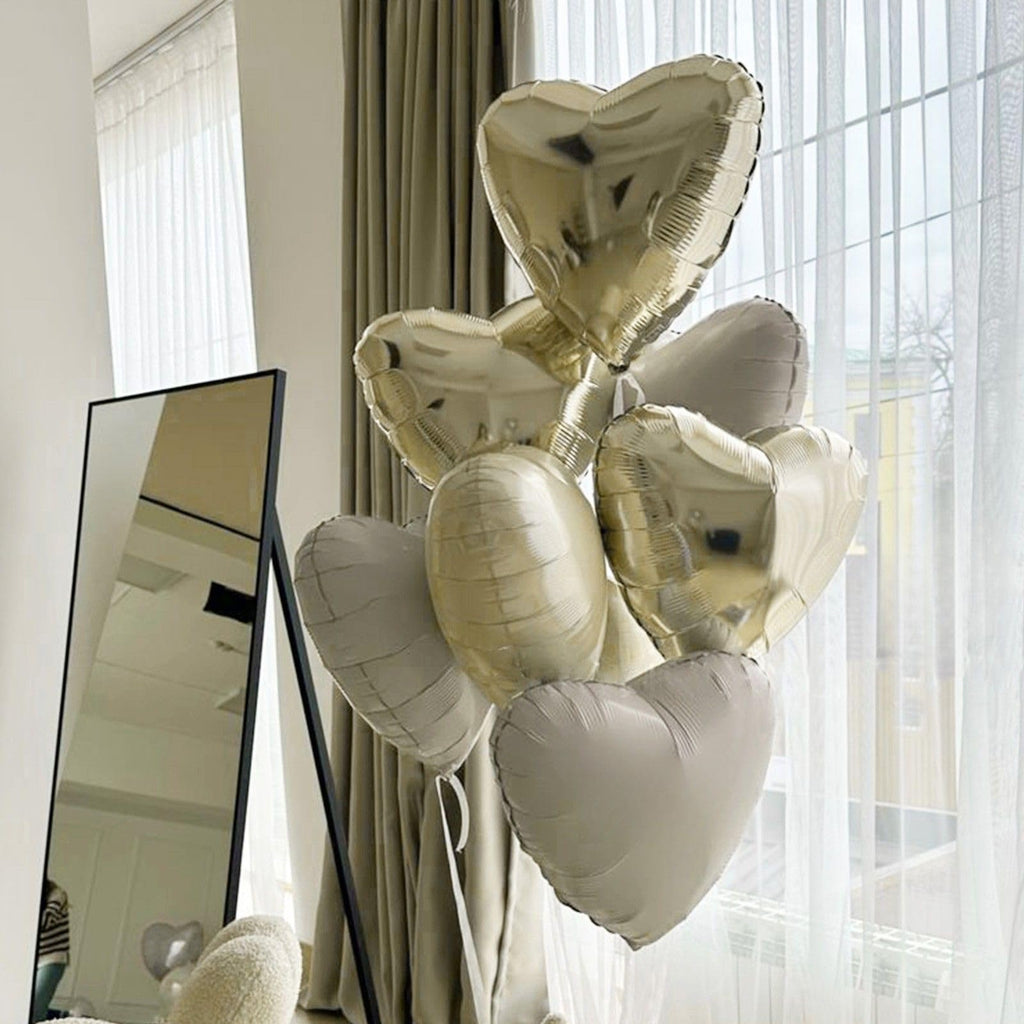 Champagne Gold Cream Heart Balloons – Sowide 12pc, 18" Beige Foil Heart Decor for Weddings & Celebrations