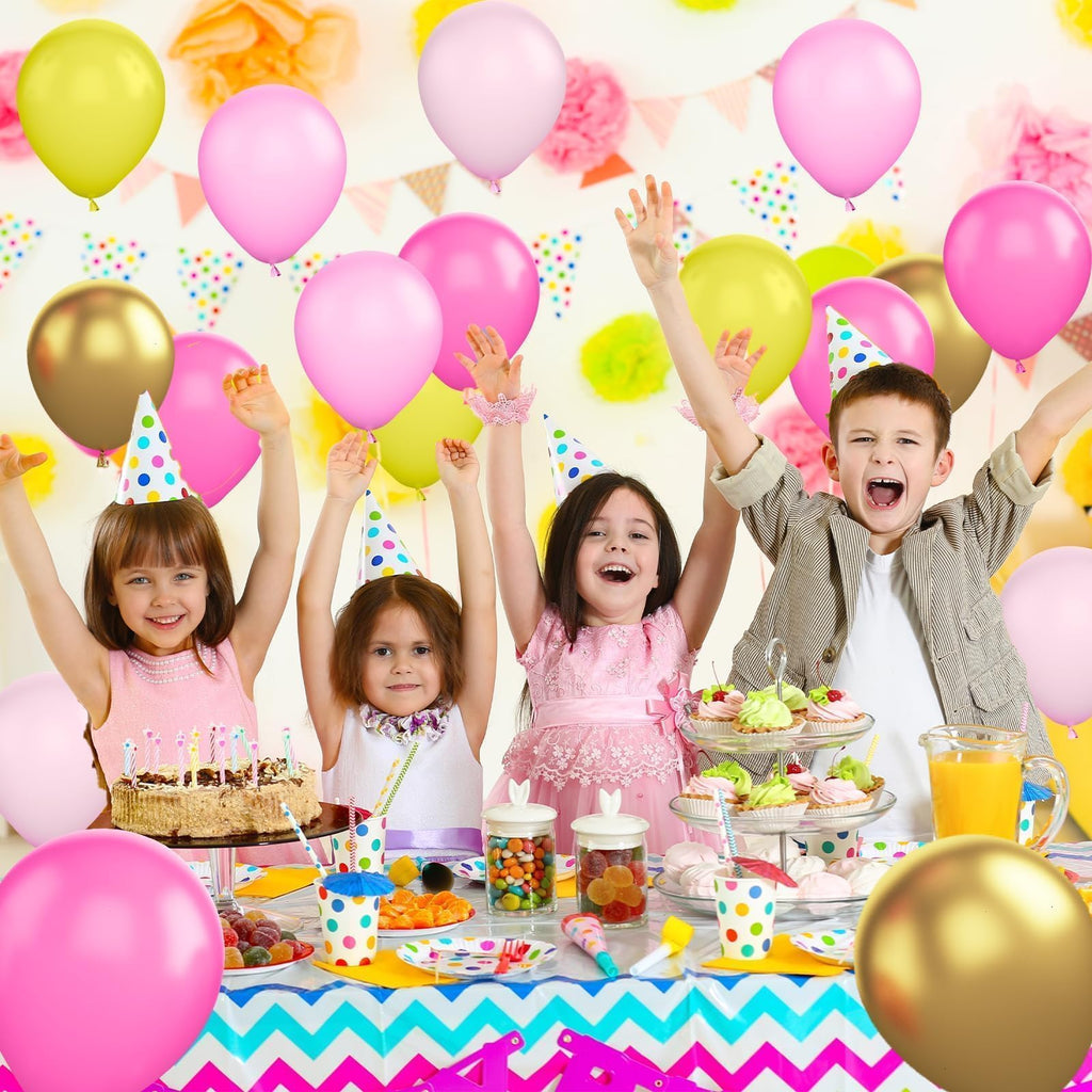 Sowide Yellow Pink Balloon Kit - 60pcs, 12in Balloons with Metallic Gold for Parties