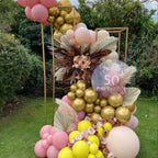 Sowide Yellow Pink Balloon Kit - 60pcs, 12in Balloons with Metallic Gold for Parties