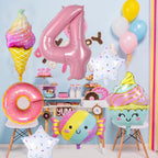 Sowide Donut 4th Birthday Decorations — Foil Balloons & Backdrops for Girls