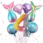 Sowide 4th Mermaid Birthday Decorations Kit – Pink & Blue Balloons, 40in Number 4