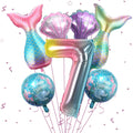 Sowide 7th Mermaid Birthday Decorations — Pink & Blue Balloons Kit for Girls