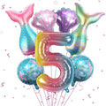 Sowide 5th Mermaid Birthday Decorations – Pink & Blue Balloons Kit for Girls