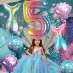 Sowide 5th Mermaid Birthday Decorations – Pink & Blue Balloons Kit for Girls
