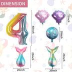 Sowide 4th Mermaid Birthday Decorations Kit – Pink & Blue Balloons, 40in Number 4