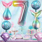 Sowide 7th Mermaid Birthday Decorations — Pink & Blue Balloons Kit for Girls