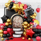 Sowide Movie Night Balloon Garland Arch Kit – Red, Black & Gold with Clapperboard & Star Foil Balloons