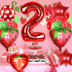 Sowide Berry 2nd Birthday Party Supplies – Strawberry Foil Balloons for Girls
