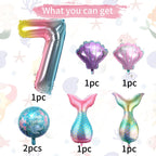 Sowide 7th Mermaid Birthday Decorations — Pink & Blue Balloons Kit for Girls