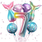 Sowide 7th Mermaid Birthday Decorations — Pink & Blue Balloons Kit for Girls