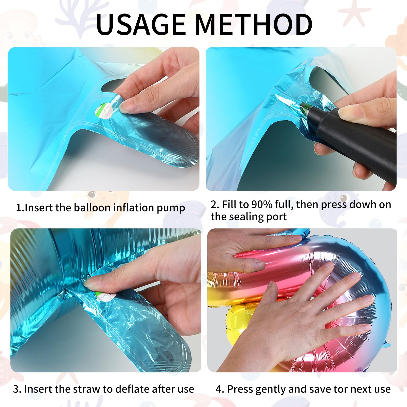 Sowide 6th Mermaid Birthday Decorations — Pink & Blue Balloons Kit for Girls