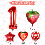 Sowide Berry First Birthday Party Supplies | Strawberry 1st Birthday Balloons Set