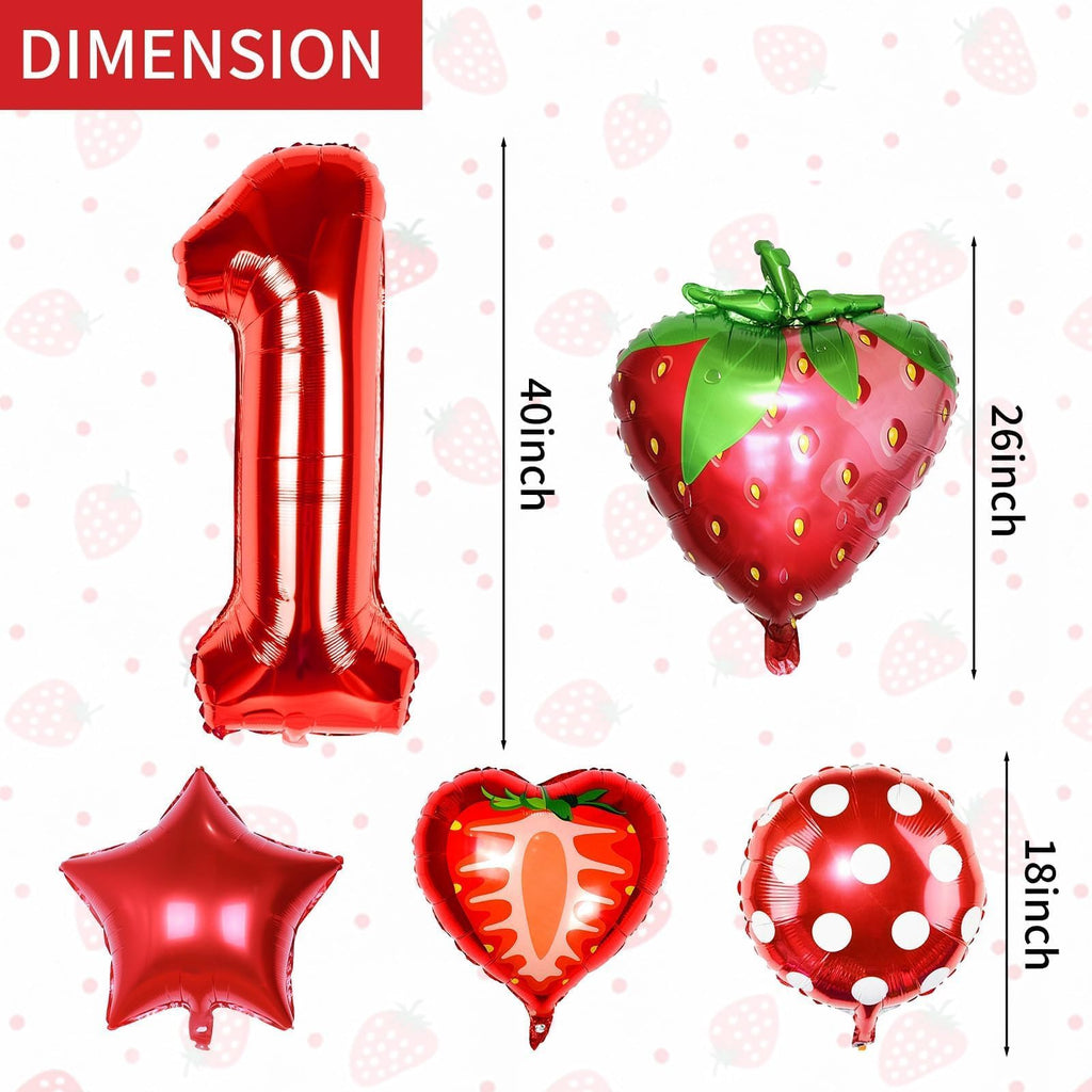 Sowide Berry First Birthday Party Supplies | Strawberry 1st Birthday Balloons Set