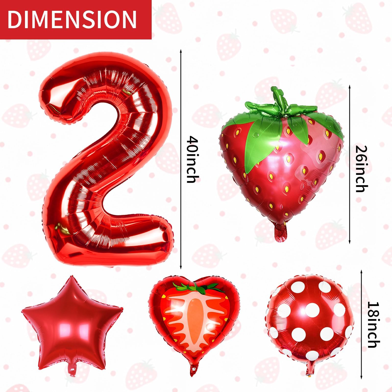 Sowide Berry 2nd Birthday Party Supplies – Strawberry Foil Balloons for Girls