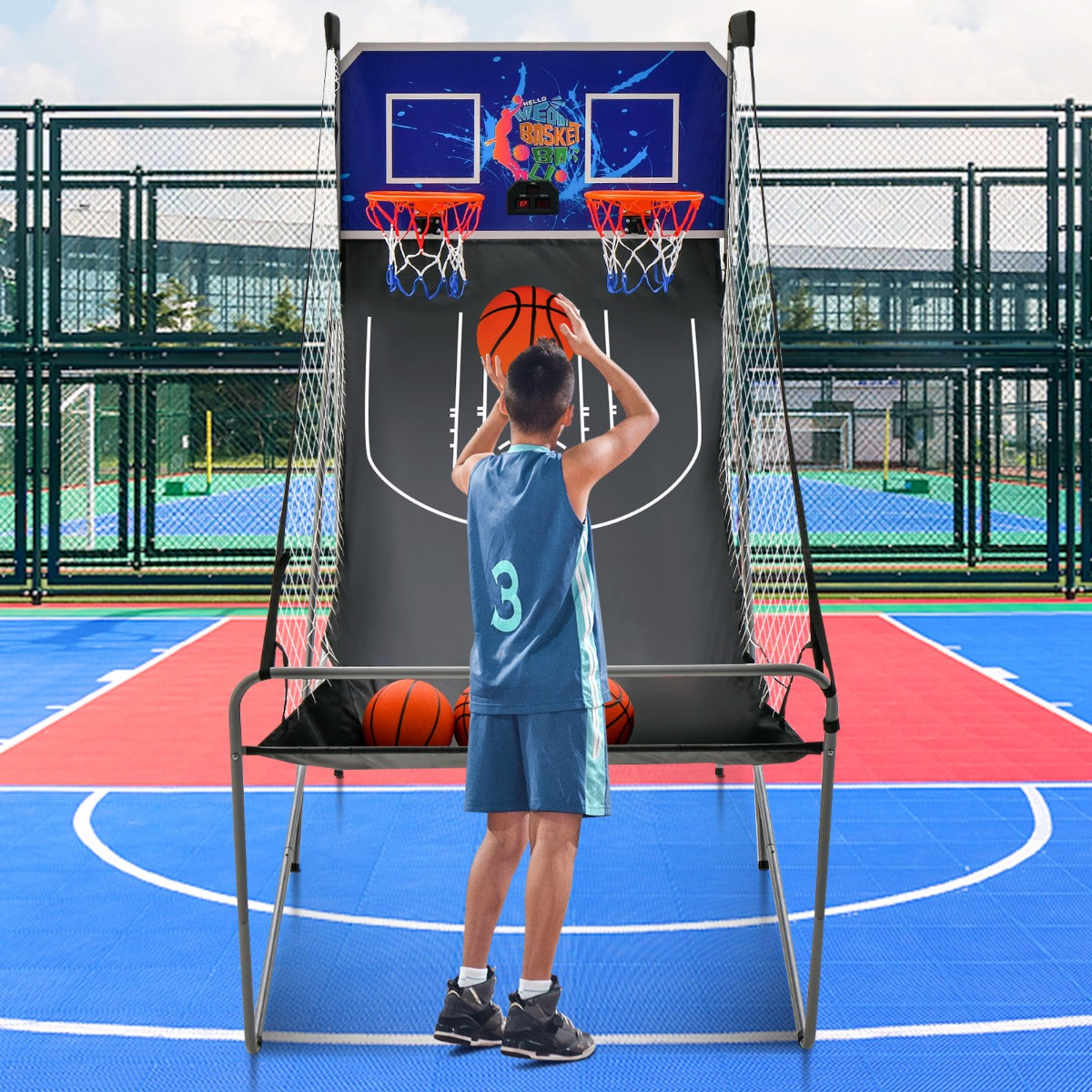 Foldable Basketball Arcade Game 2 Player Shooting Game-Grey
