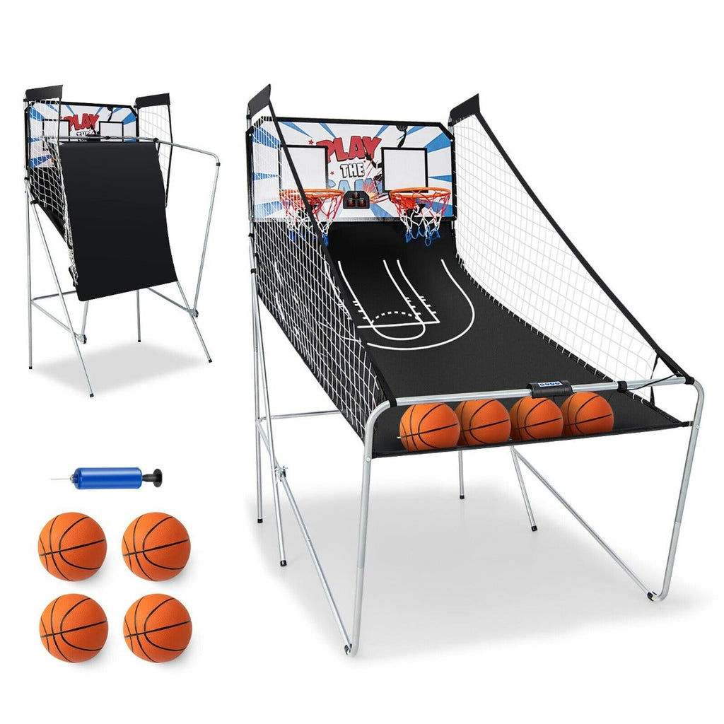 Foldable Basketball Arcade Game 2 Player Shooting Game-Grey