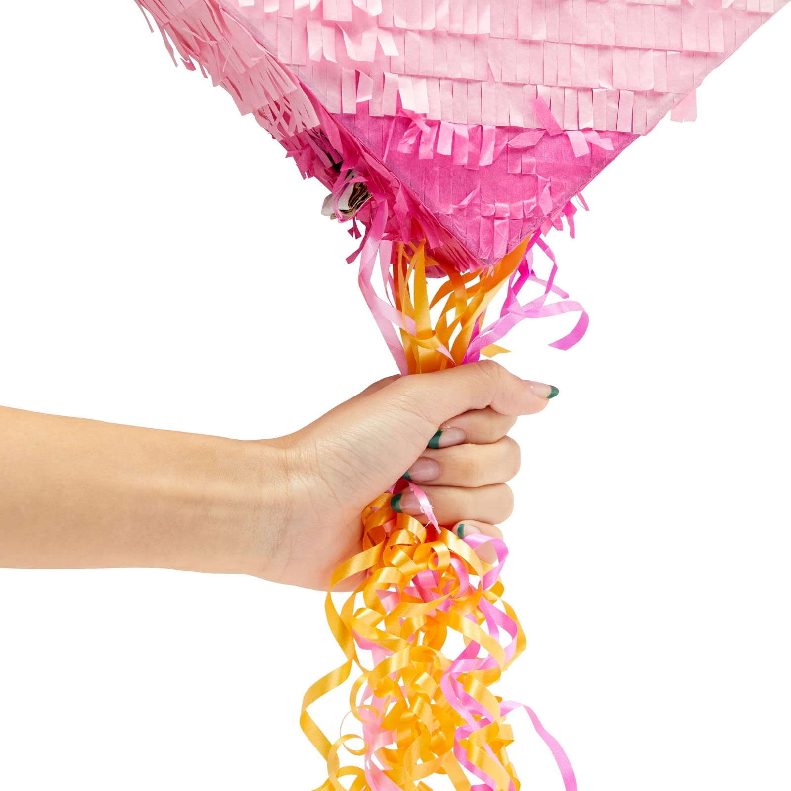 Sparkle and Bash Pull String Pinata – Pink & Gold Ombre Heart, 16x13x3 in