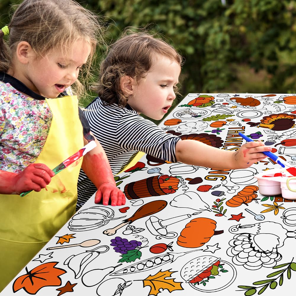 SPERINGEEN Thanksgiving Crafts for Kids – Poster, Coloring Tablecloth & Decor