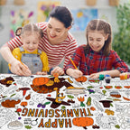 SPERINGEEN Thanksgiving Tablecloth Coloring Poster – Turkey Theme Kids Craft & Family Decor