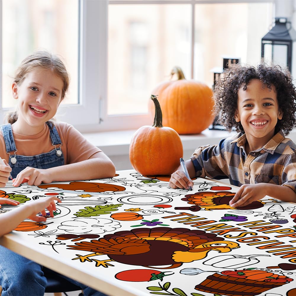 SPERINGEEN Thanksgiving Crafts for Kids – Poster, Coloring Tablecloth & Decor