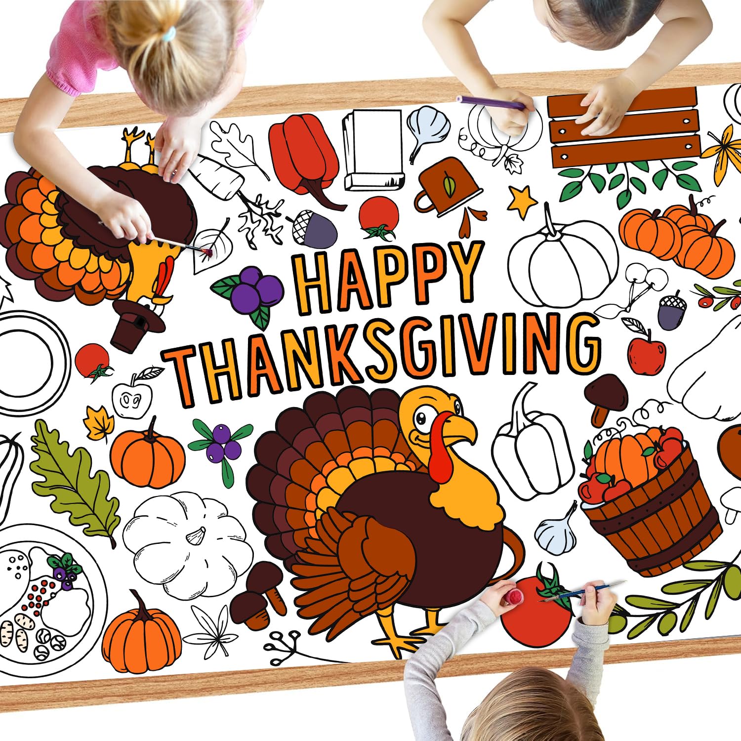 SPERINGEEN Thanksgiving Crafts for Kids – Poster, Coloring Tablecloth & Decor