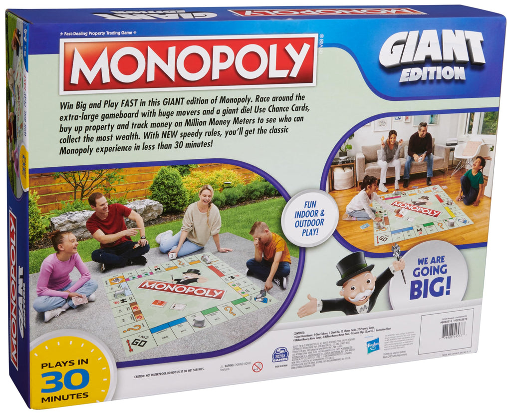 Spin Master Games Monopoly Giant Edition – Oversized Family Board Game for Indoor & Outdoor Play