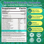 Bio Spirulina & Chlorella Gummis – Probiotikum & Super Greens Nahrungsergänzungsmittel, 60 Stück
