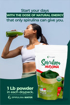 SpirulinaMater Spirulina Powder – USDA Organic, Atacama Desert | Energizing, Nutrient-Dense, Digestive Wellness – 1 lb