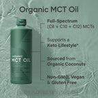 Sports Research Organic MCT Oil 32 oz – Keto, Vegan, C8/C10/C12 (Flavorless)