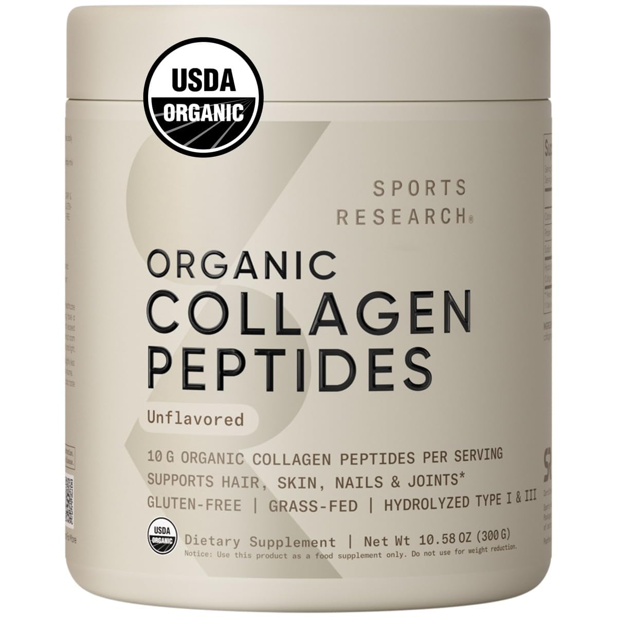 Sports Research Bio-Kollagenpeptide – Hydrolysiert Typ I & III, Weidehaltung, USDA Bio-zertifiziert